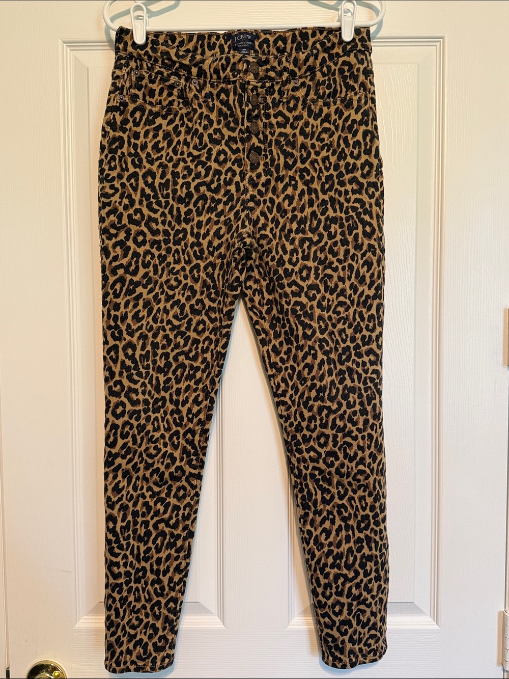 J. Crew Leopard-Print Skinny Jeans in Tan and Black